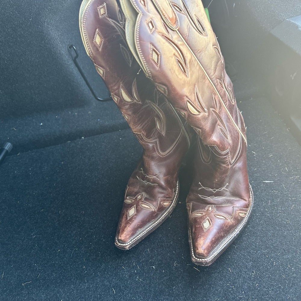 Custom made cowgirl boots. Real leather.